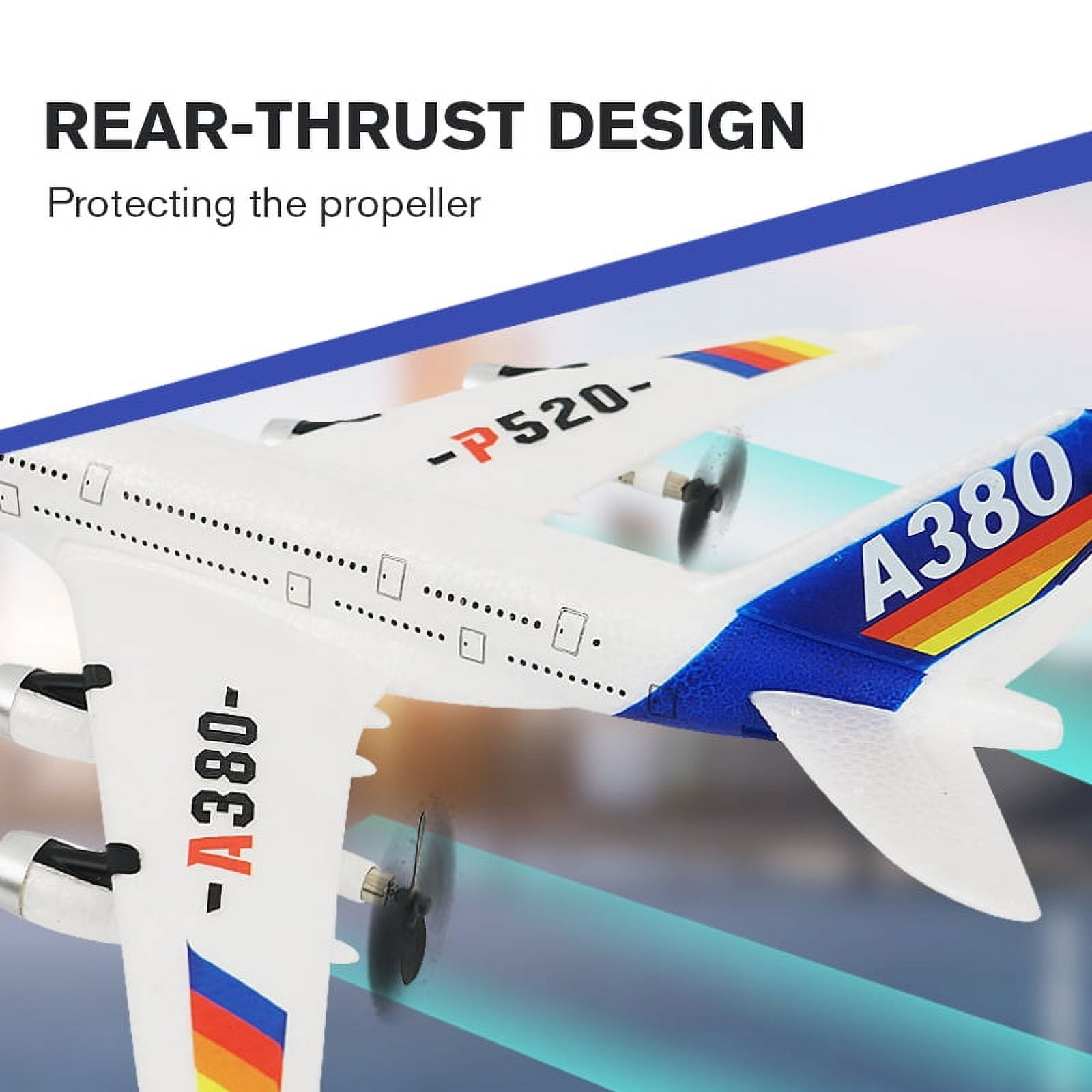 New A380 Airplane 2.4G 2Ch Fixed Wing Outdoor P520-A380 RC Plane Toys Two Batteries (Red)