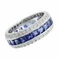 thumbnail image 2 of HeartsAndYou 6ct Natural Blue Sapphire & Moissanite Eternity Band 100% 14k SOLID White Gold, 2 of 9