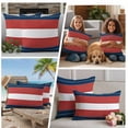 thumbnail image 5 of Navy Blue Red Stripe Outdoor Waterproof Pillow Covers, Modern Art Horizontal Striped Decorative Square Throw Pillowcase Sofa Cushion Sham for Patio/Couch/Chair, 24"x24" 2 Pack, 5 of 8