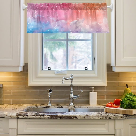 Painting Style Curtain Valances Farmhouse Design Window Treatment Decor Blackout Rod Pocket for Windows Living Room Kitchen 54" x 18"