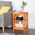 thumbnail image 2 of VECELO Set of 2 Nightstand with 3-Tier Shelves, X-Shaped Sofa Side End Table for Bedroom/Living Room/Office, Orange, 2 of 8