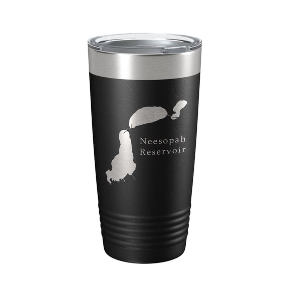 Neesopah Reservoir Tumbler Lake Map Travel Mug Insulated Laser Engraved Coffee Cup Colorado 20 oz Black