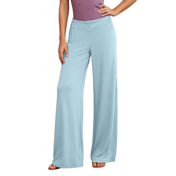 Bibifish Womens Yoga Pants Zipper Closure V Waist Flowy Wide Leg Trendy Summer Winter Solid Workout Pants