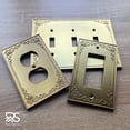 thumbnail image 5 of Rio Salto Palazzo Collection Brushed Brass Gold Duplex Outlet Cover  1-Gang Decorative Baroque Wall Plate, Midsize 3.13 x 5 in Metal Outlet Cover with Matching Screws 4-Pack, 5 of 9