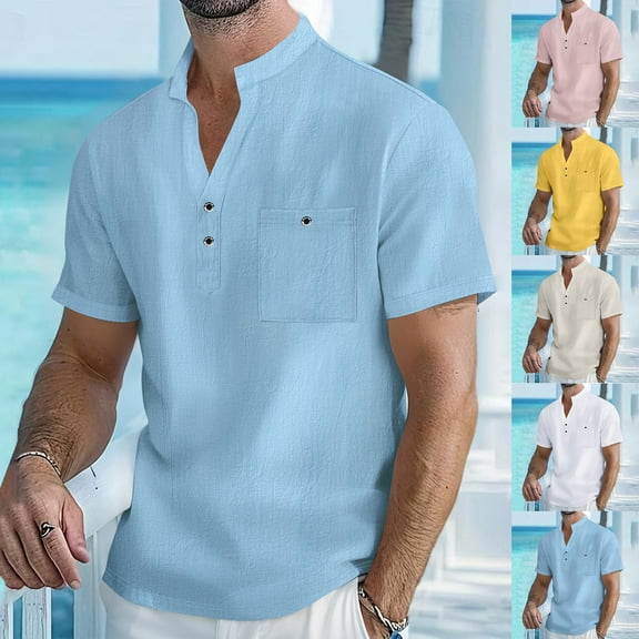 BinBiL Mens Fashion GOLF Shirts Cotton Classic Long Sleeve thermal Button Shirt with Pocket