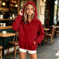 thumbnail image 3 of Besolor Sweatshirts for Kids Girls Fall Winter Fleece Lined Thermal Warm Long Sleeve Hooded Quarter Zipper Pullover Tops with Pocket(13-14 Years,Red), 3 of 6