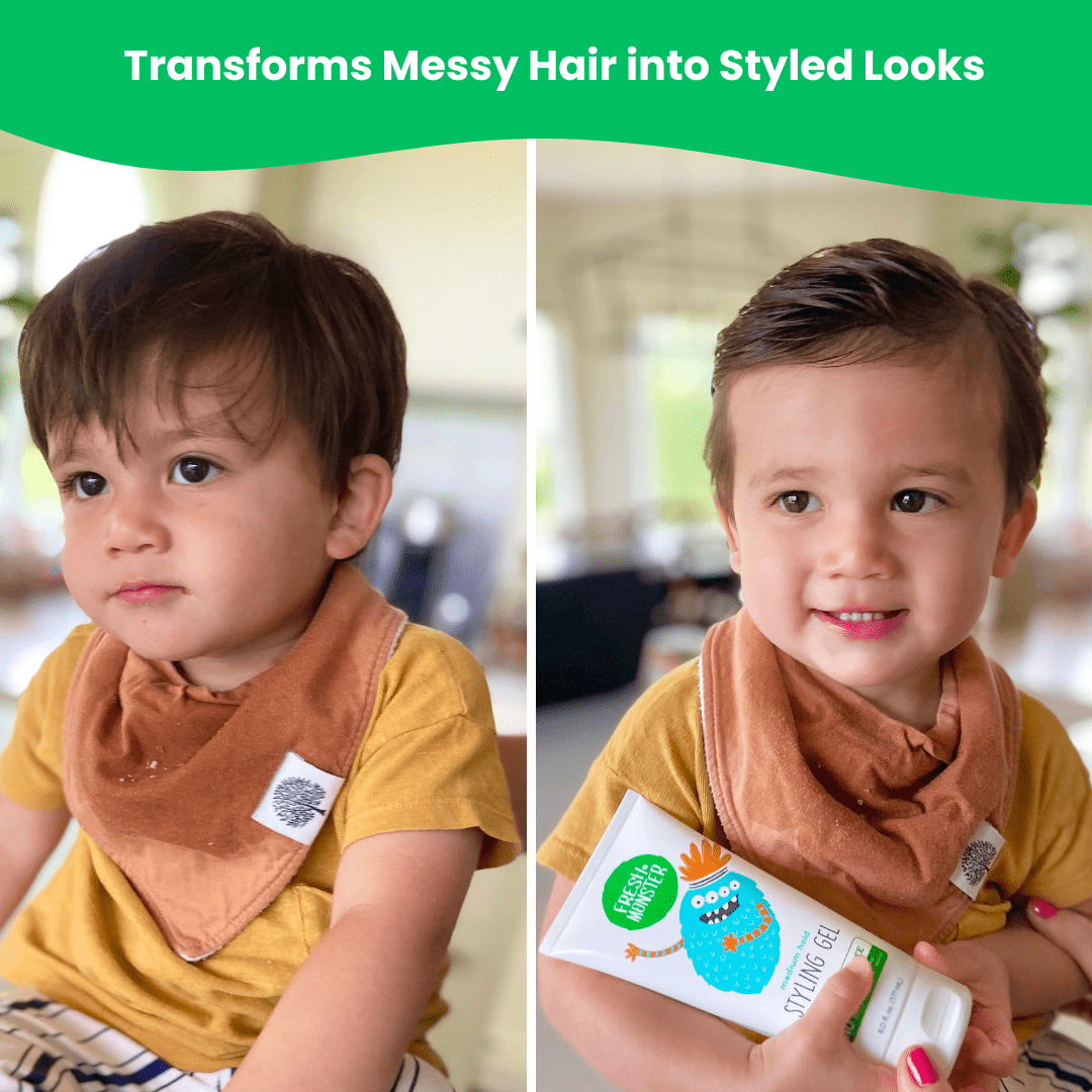 Fresh Monster Kids Hair Gel – Natural Medium Hold | Alcohol-Free, Toxin-Free | For Boys & Girls, 6oz