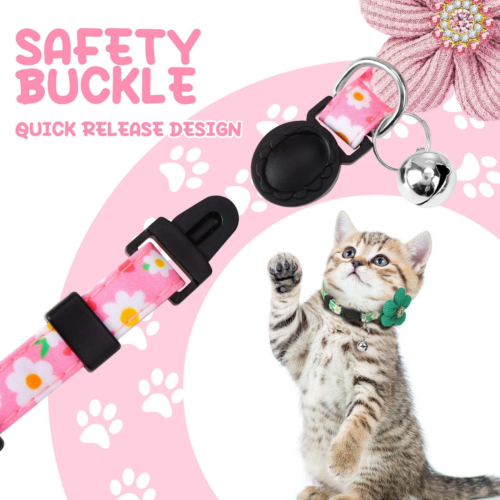 Shuaien Cute Cat Collar with Bells, 4-Pack Adjustable photo 3