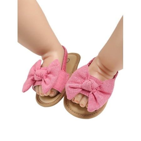 

JBEELATE Infant Baby Girls Summer Sandals Flower Soft Sole Newborn Toddler First Walker Crib Shoes Butterfly Flat With Heel Soft Cork Shoes 4 Colors