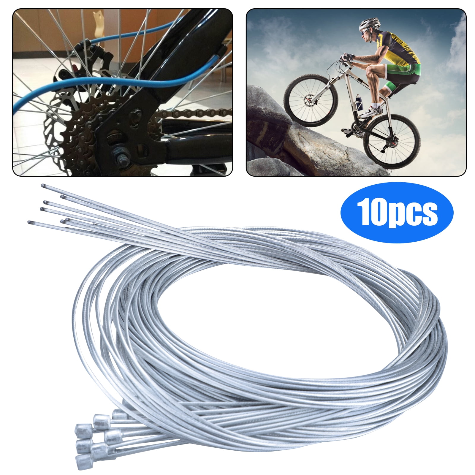 Bestgle Universal Mountain Bike Brake Cable Set and Bicycle Gear Shift Derailleur Cable Complete Replacemen Set with Cable Ends Caps Crimps Kit for MTB Road Bike Housing & Cables