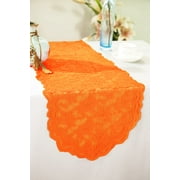 Wedding Linens Inc. 13.5"x 108" Lace Table Runner - Orange