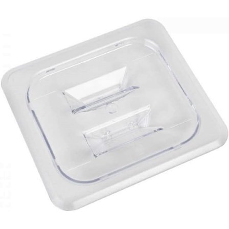 TrueCraftware- 1/6 Size Solid Polycarbonate Handled Food Pan Lid Clear Color-Food Storage Container Cover Restaurant Commercial Hotel Pans Cover for Food Prep Fruits Vegetables Beans Corns