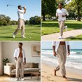 thumbnail image 6 of Athletic Pants for Men Drawstring Elastic Waist Wide Leg Pants Summer Lightweight Quick Dry Joggers, L, 6 of 8