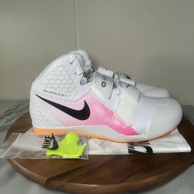 Ni - ke Ni - ke Zoom Javelin Elite 3 Track Spikes White Pink Orange AJ8119-101 Mens Size 12