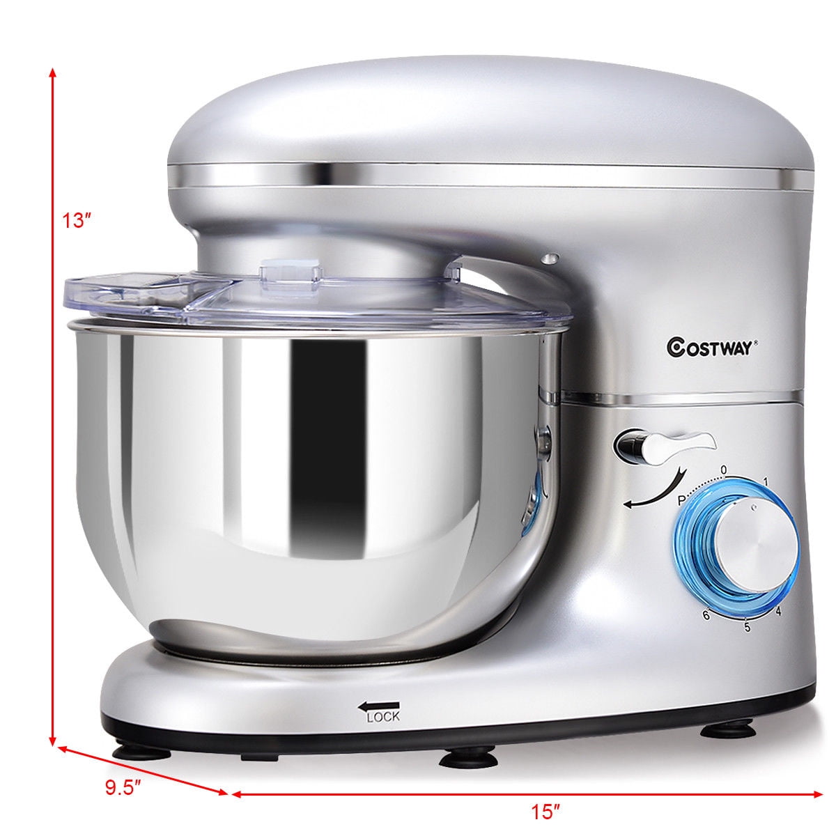 Costway Electric Food Stand Mixer 6 Speed 6.3Qt 660W TiltHead