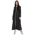 thumbnail image 3 of Lejafay Womens Long Sleeve Kaftan Abayas Muslim Robe Round Neck Abaya Casual Maxi Dress with Pockets Black XXL, 3 of 7