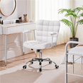 thumbnail image 2 of Yaheetech PU Leather Desk Chair with Padded Arms, White, 2 of 9