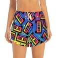 thumbnail image 2 of Balery Vintage Audio Cassettes Pantalones cortos deportivos para mujer con forro y dos bolsillos, elásticos, para entrenamiento, gimnasio, yoga-Large, 2 of 7