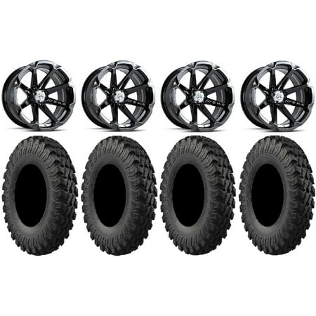 MSA Black Diesel 15 ATV Wheels 32 MotoRally Tires Sportsman RZR Ranger