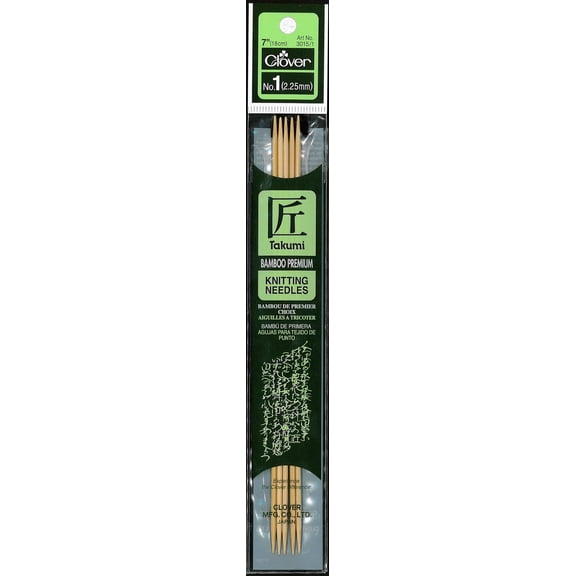 Clover Bamboo Knitting Needle Dbl Point 5pc 7" 1