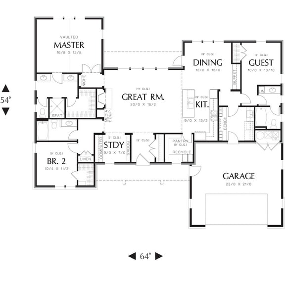 The House Designers: THD-3153 Builder-Ready Blueprints to Build a Ranch House Plan with Crawl Space Foundation (5 Printed Sets)