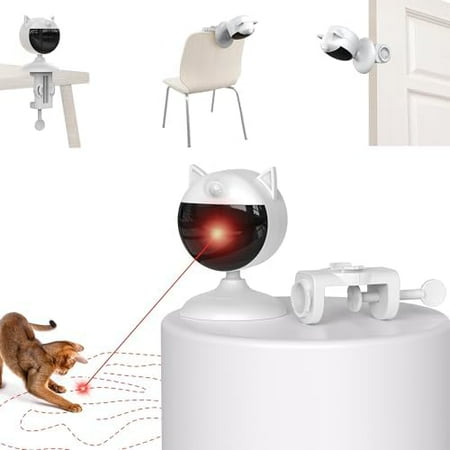 Smart Sensor Cat Laser Toys Interactive, Motion Activated Truly Random Trjajectory, Clamp Design, Automatic Chargeable Kitten Toy Indoor Exercise, Cream White