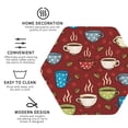 thumbnail image 3 of Honeii Coffee Cups print Leather Coaster Set of 4, ideal for safeguarding your furniture from drinks spills and effortless cleanup-Hexagon, 3 of 6