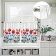 thumbnail image 2 of Watercolor Blue Red Flower Leaves Curtain Tier and Valance Set 3 Piece, Independence Day 3-inch Rod Pocket Window Tier Curtains Valance for Kitchen Living Room, 2 of 9
