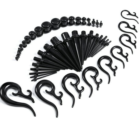 Black Acrylic Plug - BodyJ4You 54PC Gauges Kit Ear Stretching 14G-00G Black Acrylic Tribal Tapers Plugs Piercing Set