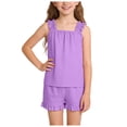 thumbnail image 6 of mgoYE Girl Sets Size 7-8 Toddler Girl Clothes Layered Ruffle Top Floral Shorts Cute Toddler Girls Summer Outfits 2Pcs Clothing Set(Purple,9-10 Years), 6 of 7