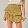 thumbnail image 4 of Skirt Shorts for Women Summer Layered Pleated Flowy Mini Skirt Shirred High Waisted Ruffle Flared Short Skirts, 4 of 9