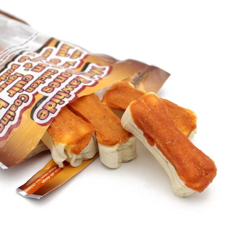 Gâteries Meatyway Mini os en cuir brut enrobés d' ignames et de poulet pour chiens