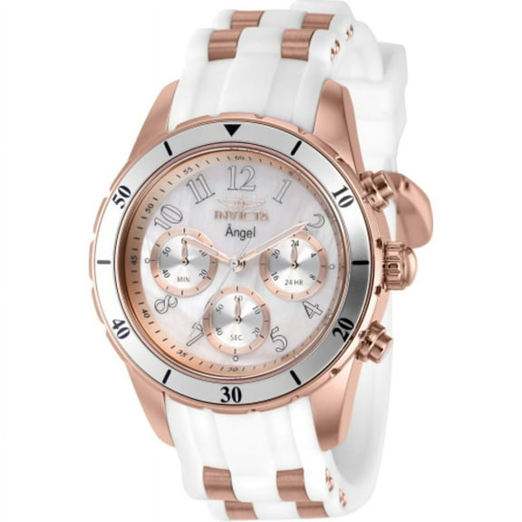 Invicta Women's Angel 40mm Rose Gold Steel, Silicone Watch, Rose Gold White, 38755