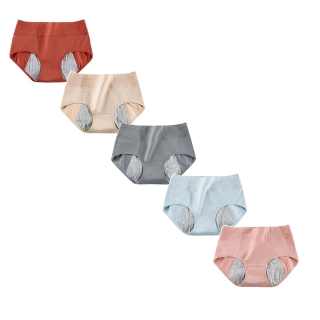 GDREDA Lot de 5 Culottes Menstruelles pour Femmes, Étanches et Confortables, Protection à 4 Couches avec Doublure Qui Évacue l'Humidité / Culottes Menstruelles Réutilisables, Post-Partum et Protection contre les Fuites Urinaires Légères