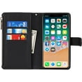 thumbnail image 6 of Wallet Case Compatible with iPhone Xs/iPhone X Case,[9 Card Slots] [Wrist Strap] [Stand Feature] Zipper Cash Pocket Magnetic Leather Cover Shockproof Slim Case for iPhone Xs,5.8 inch Black, 6 of 16