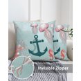 thumbnail image 3 of Waterproof Outdoor Throw Pillows with Inserts 16"x16" Set of 2,Ocean Coastal Soft Decorative Pillowcases for Couch Bedroom,Nautical Anchor Jellyfish Coral Seahorse Pillow Covers for Sofa Living Room, 3 of 8