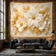 thumbnail image 6 of Opulent White Floral Arrangement Against Cream Background, Majestic Maximalist for Luxury Decor Lovers, Botanical Art Print, Housewarming Gift, Tapestry Wall Hanging for Living Room and Bedroom, 6 of 7
