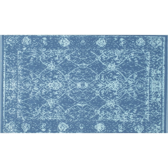 Ahgly Company Machine Washable Indoor Rectangle Contemporary Denim Blue Area Rugs, 2' x 5'
