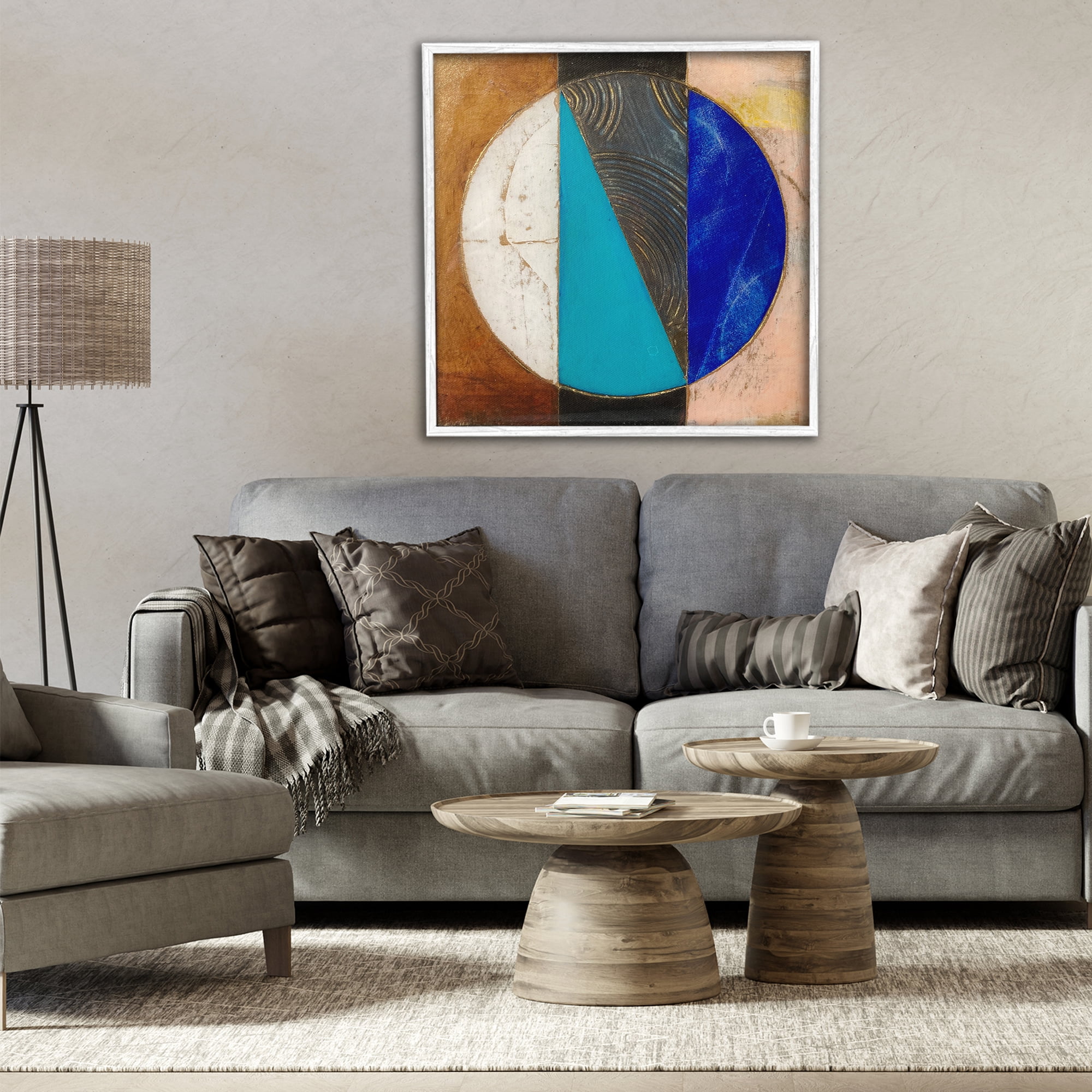 Stupell Industries Structured Circle Abstraction White Framed Giclee Art, design by Matthew Finger