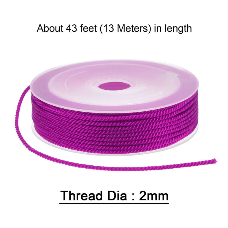 Twisted Nylon Twine Thread Beading Cord 2mm 13M/43 Feet Extra Strong  Braided Nylon String, Hot Magenta