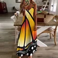 thumbnail image 3 of Beautiful Butterfly - Orange Sleeveless Dress summer dresses women02 women's evening dress02 Dress, 3 of 5