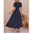 thumbnail image 4 of Merokeety Womens Summer Dresses Boho Floral Eyelet Lace Tiered Flowy Maxi Dress Navy m, 4 of 5