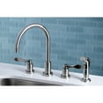 thumbnail image 3 of Kingston Brass KS8728DFL  Double-Handle 4-Hole Widespread Kitchen Faucet with Plastic Sprayer in Brushed Nickel, 3 of 8