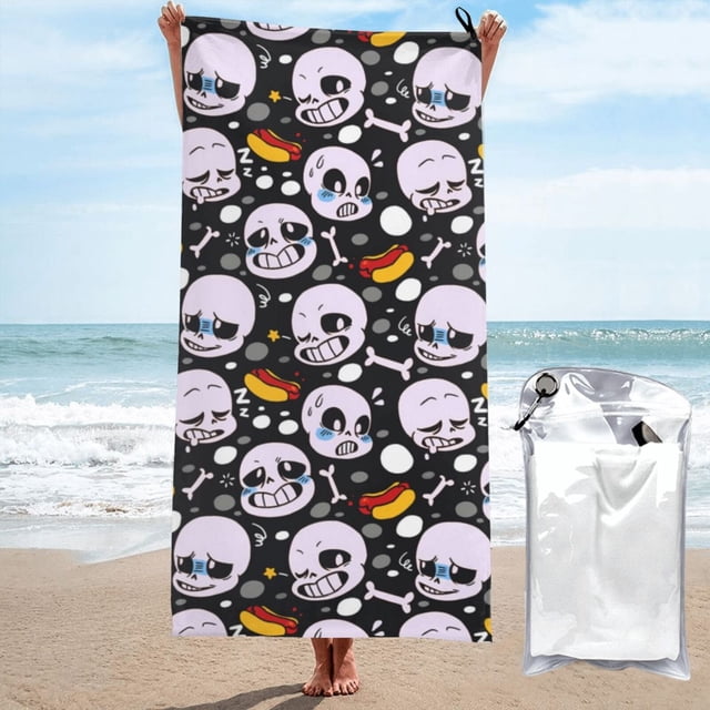 Toalla de playa Undertale Sans, suave, de secado rápido, resistente a la arena, para piscina, yoga, gimnasio, camping, toallas de baño ligeras, regalo para niños, niñas, niños y adultos, 27,5 x 55