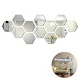 thumbnail image 3 of 12 Uds pegatinas de pared de espejo dorado pegatinas de pared de espejo hexagonales geométricas (80*70*40mm), 3 of 5