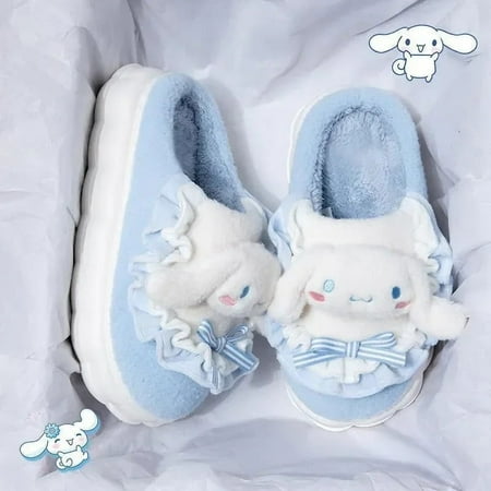 

Hello Kitty Slipper For Women Girls Cartoon Sanrio Melody Winter Warm Slipper Platform Anti-slip House Slipper Kuromi Shoes Gift