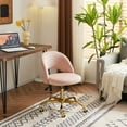 thumbnail image 4 of Ktaxon Office Desk Chair Adjustable Flannel Computer Task Chair Small Rolling Vanity Stool with Wheels for Study Make-up Dressing Room Pink, 4 of 8
