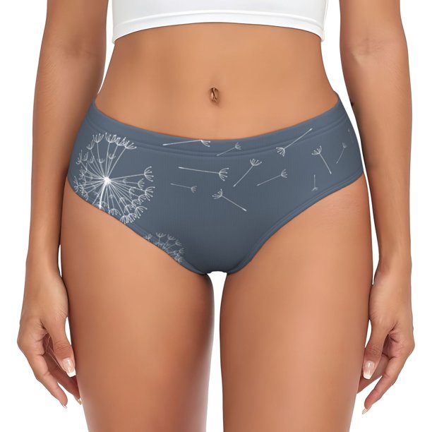 Fotbe White Dandelion Calzones Estampados para Mujer – Ropa Interior de Algodón, Cómoda, Suave y Elástica-Large
