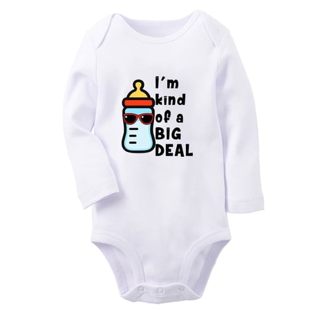iDzn I'm Kind Of a Big Deal Funny Rompers, Newborn Baby Unisex Bodysuits, Infant Jumpsuits, Toddler Kids Long Sleeve Oufits (White, 0-6 Months)