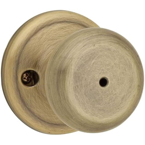 Juno Interior Passage Door Knob, Handle For Closet and Hallway Doors, Non-Locking Doorknob in Antique Brass, with Microban Protection